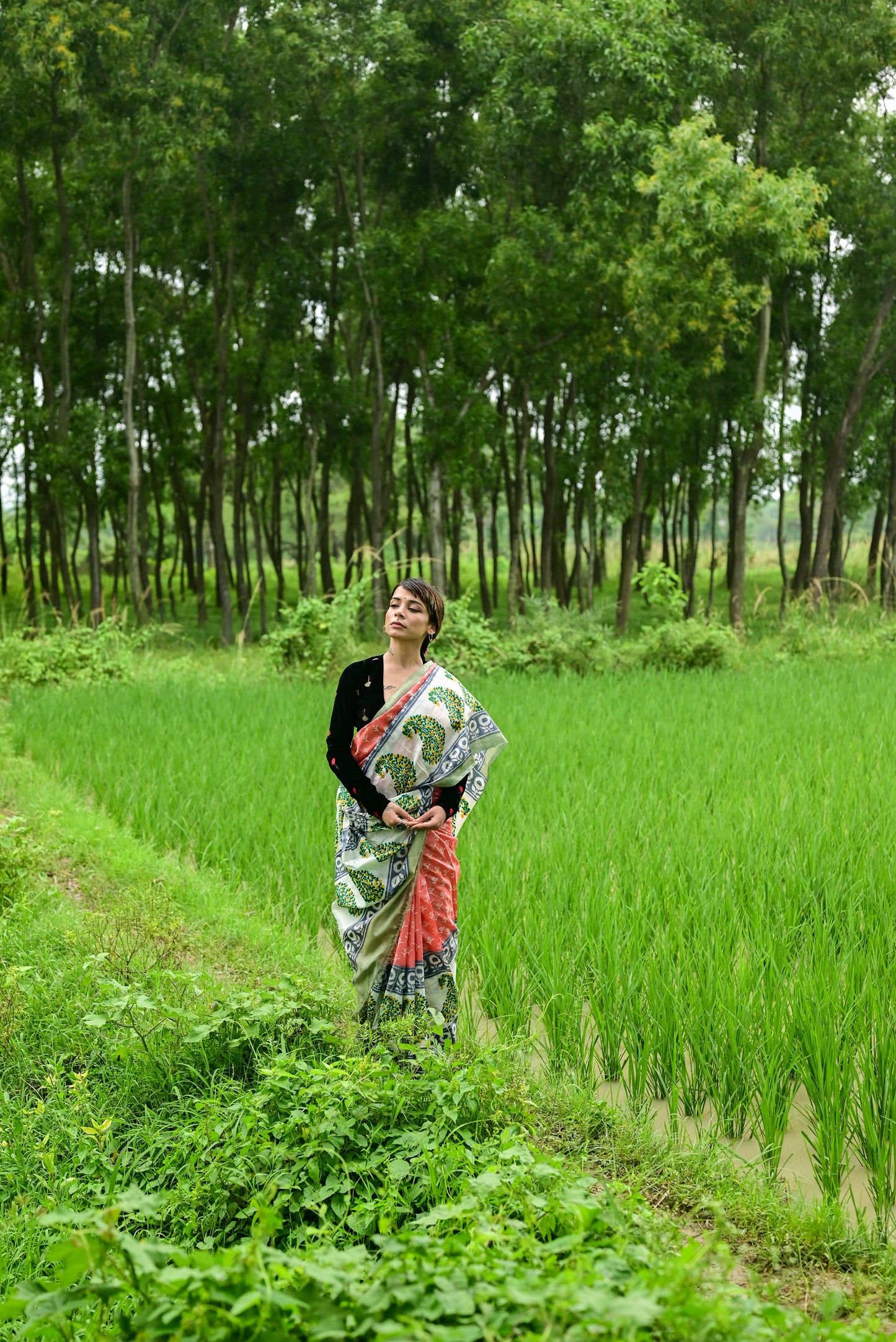 AMRAPALI HAND BLOCK PRINTED PURE SILK SAREE