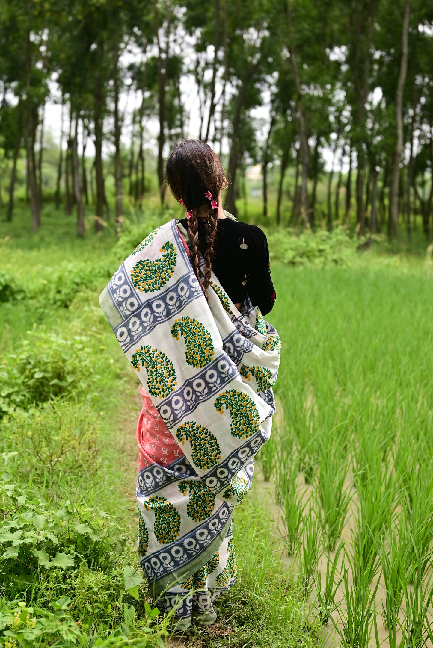 AMRAPALI HAND BLOCK PRINTED PURE SILK SAREE