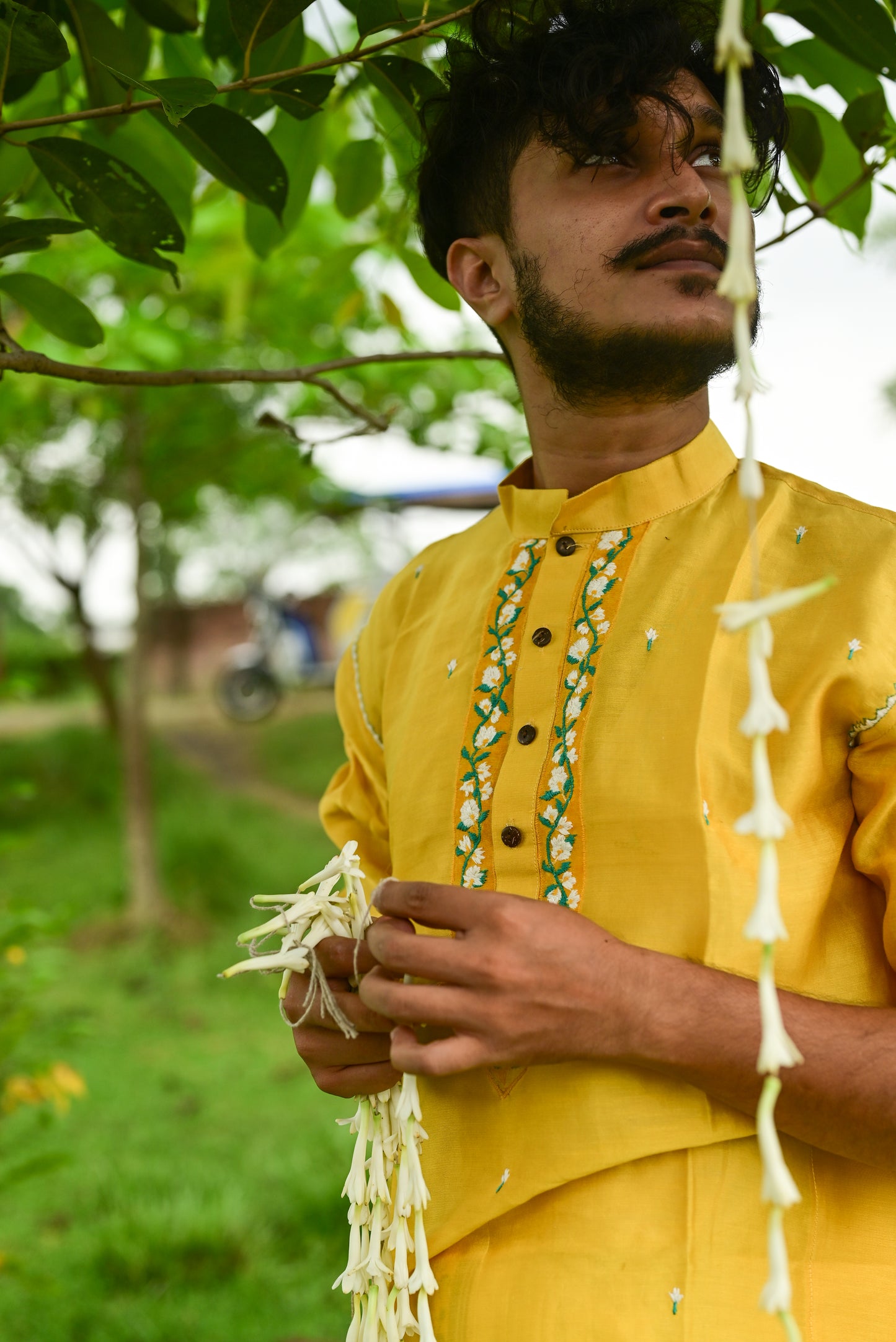 MOGRA EMBROIDERED CHANDERI KURTA