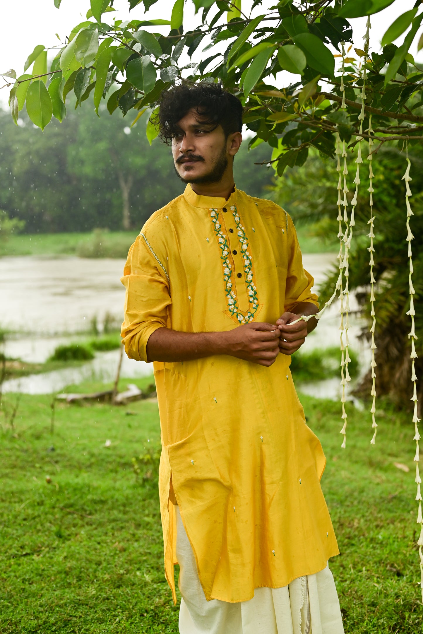 MOGRA EMBROIDERED CHANDERI KURTA