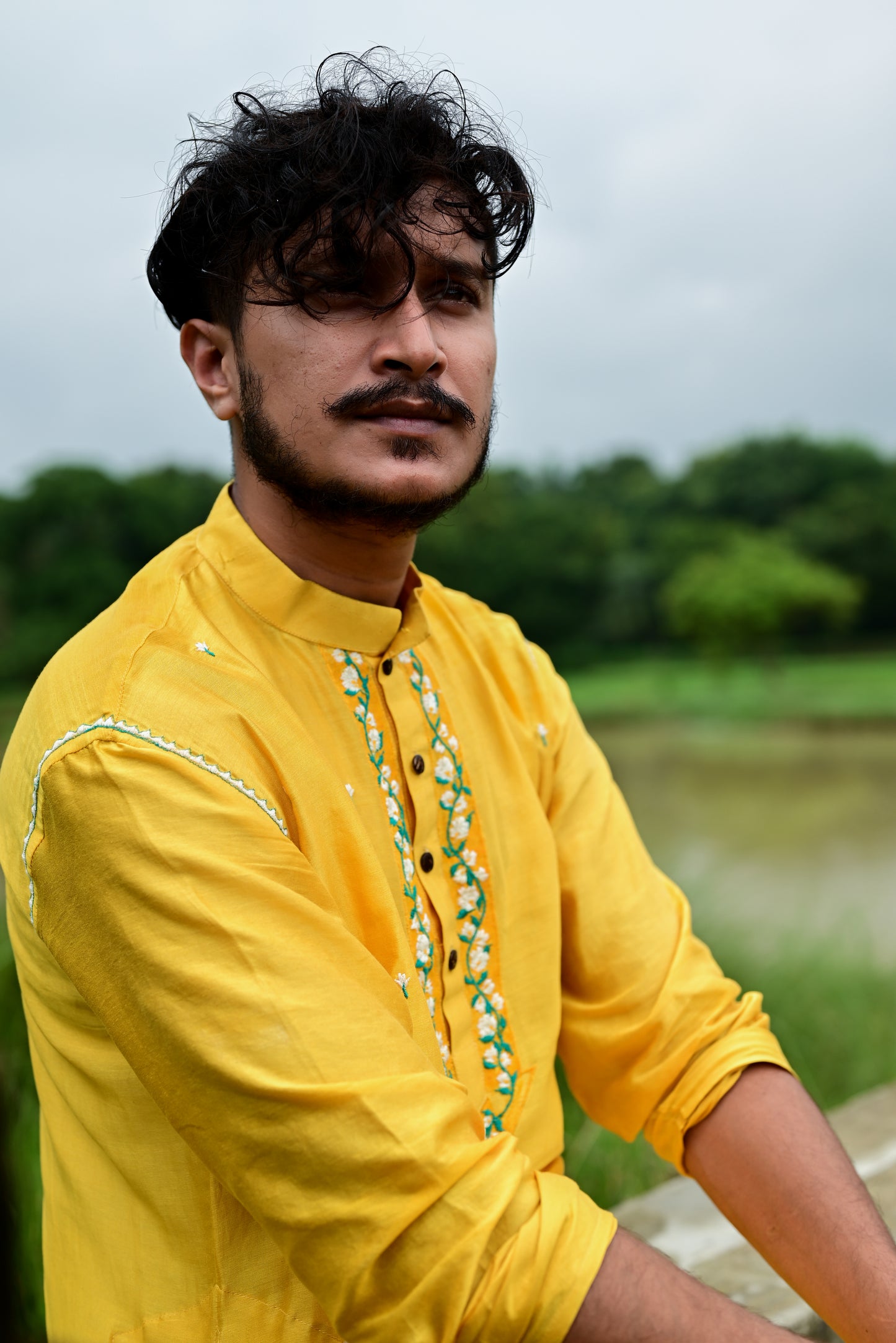 MOGRA EMBROIDERED CHANDERI KURTA