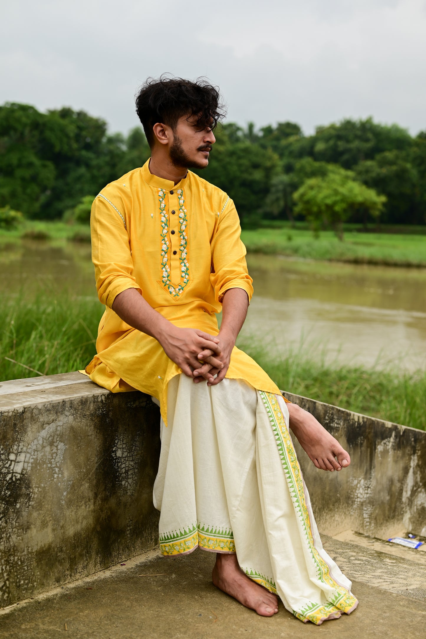 MOGRA EMBROIDERED CHANDERI KURTA