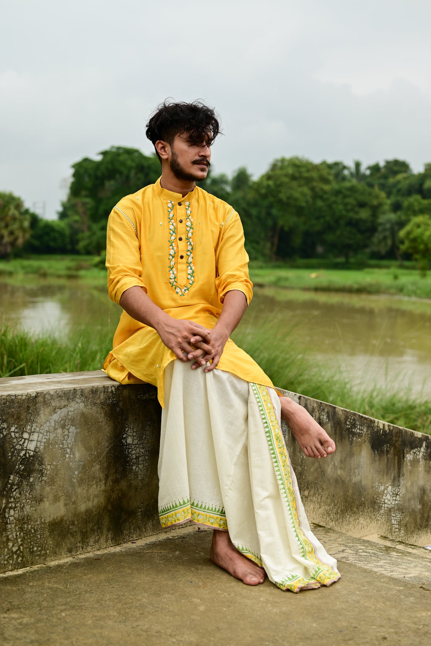 MOGRA HAND BLOCK PRINTED DHUTI