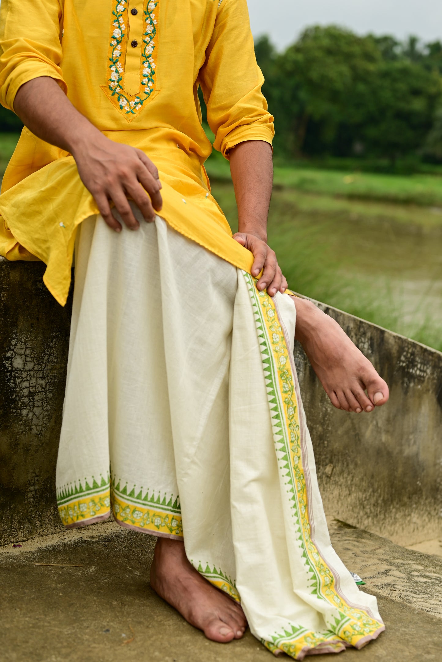 MOGRA HAND BLOCK PRINTED DHUTI