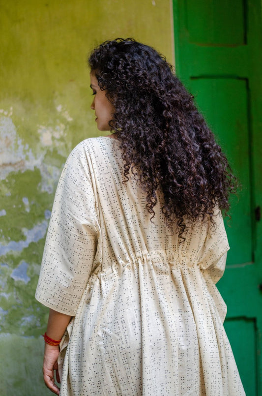 KORA KHADI BRAILLE PRINTED KAFTAN