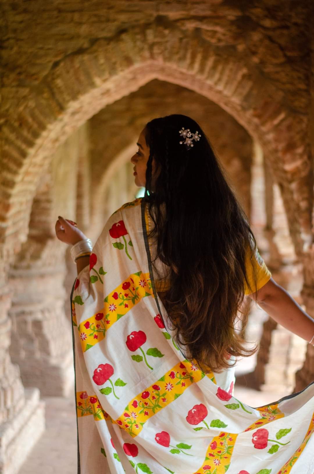 GOLAPBALA HAND BLOCK PRINTED SAREE