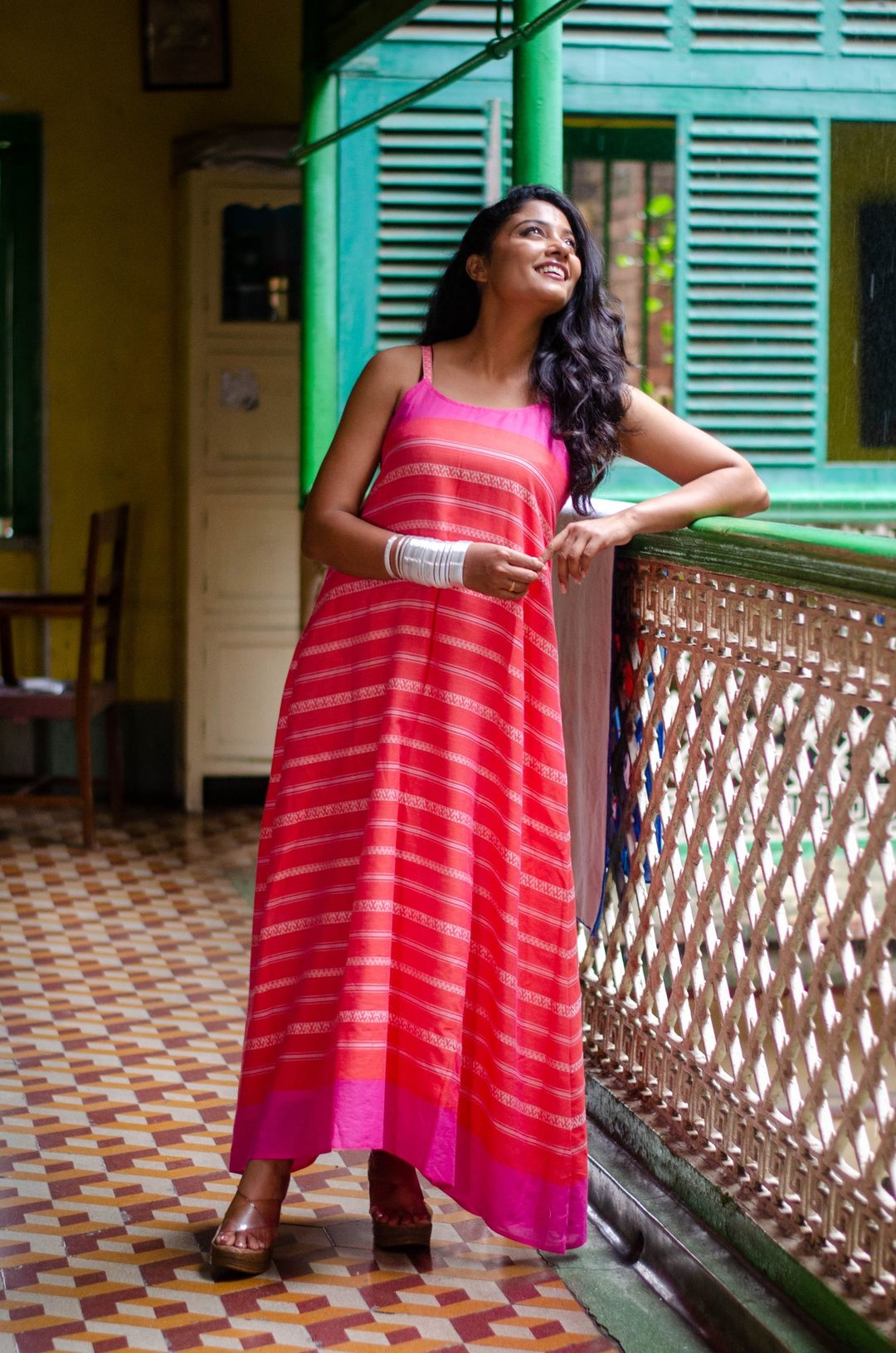 PINK  DHONEKHALI LONG SLIP DRESS