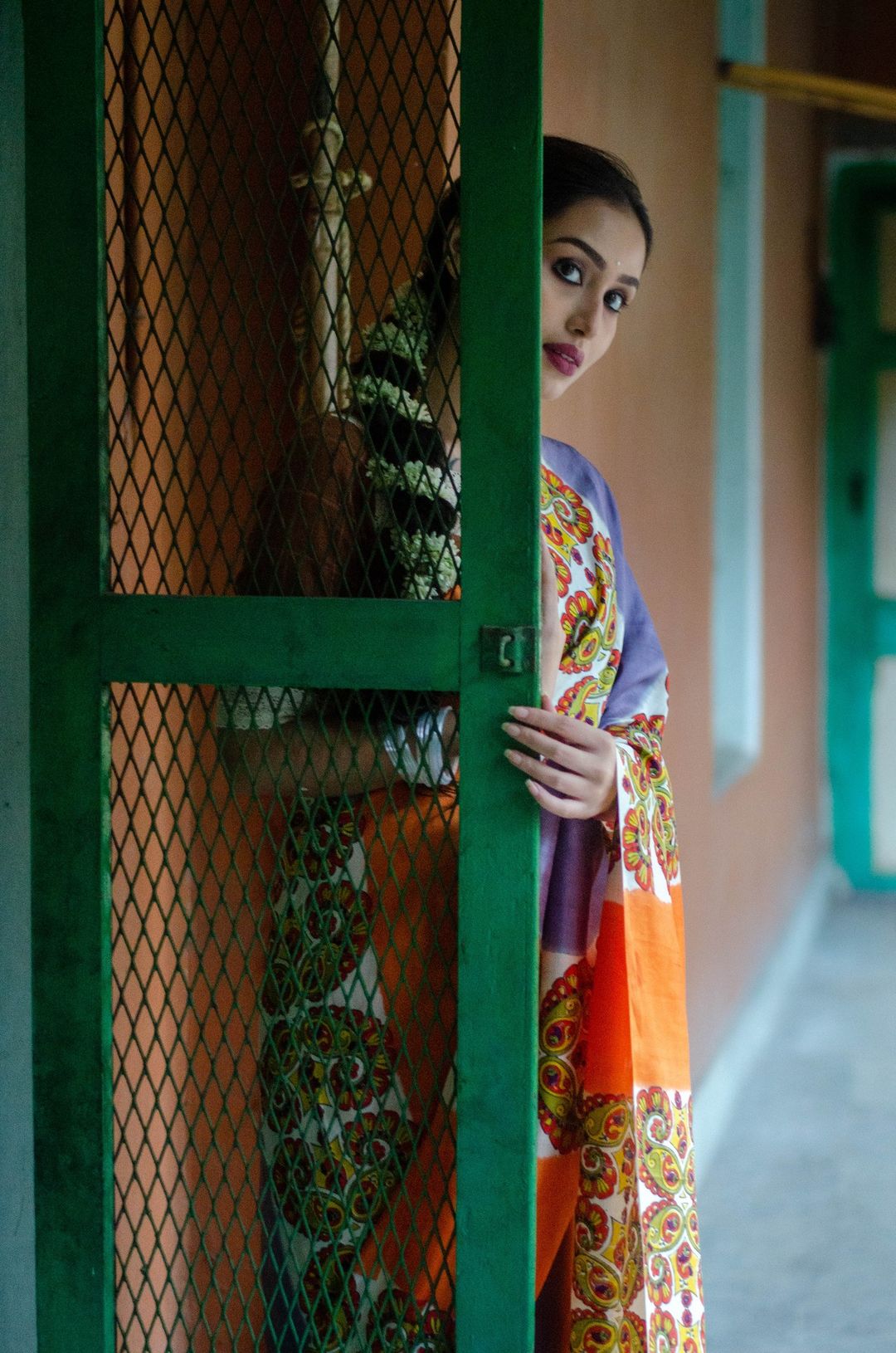 MORNI 001 -  MURSHIDABAD HAND BLOCK PRINT SILK SAREE