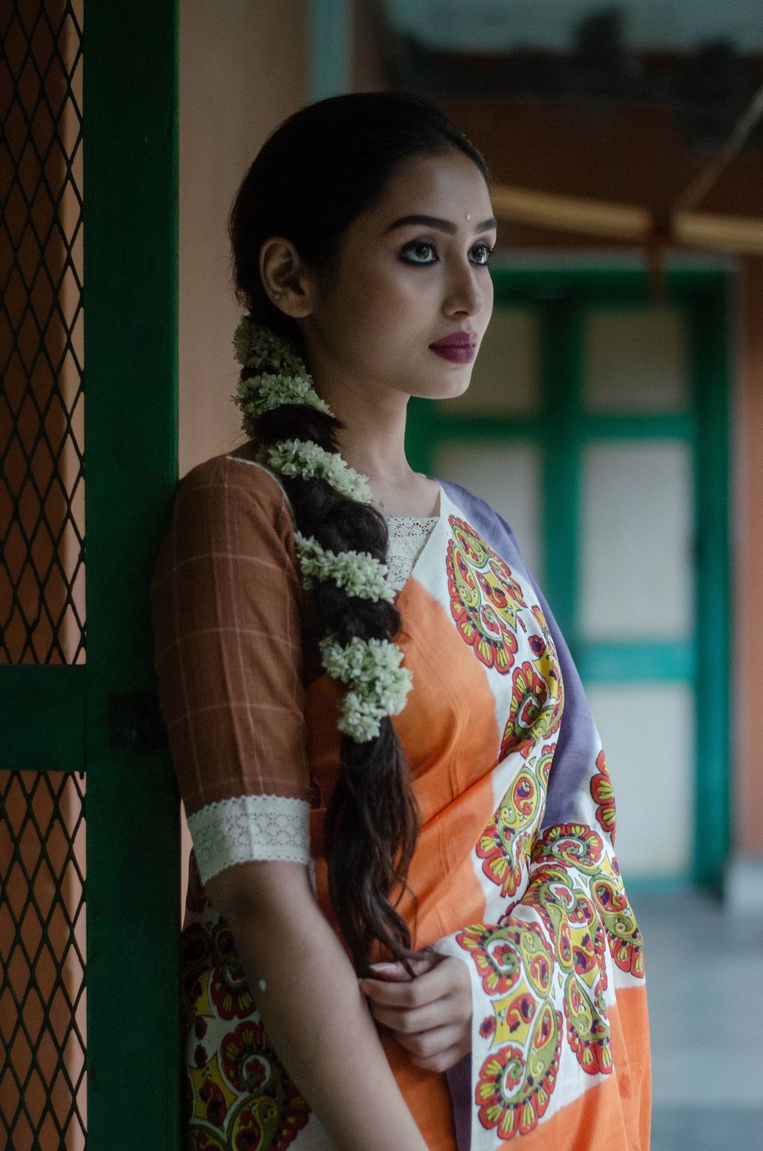 MORNI 001 -  MURSHIDABAD HAND BLOCK PRINT SILK SAREE