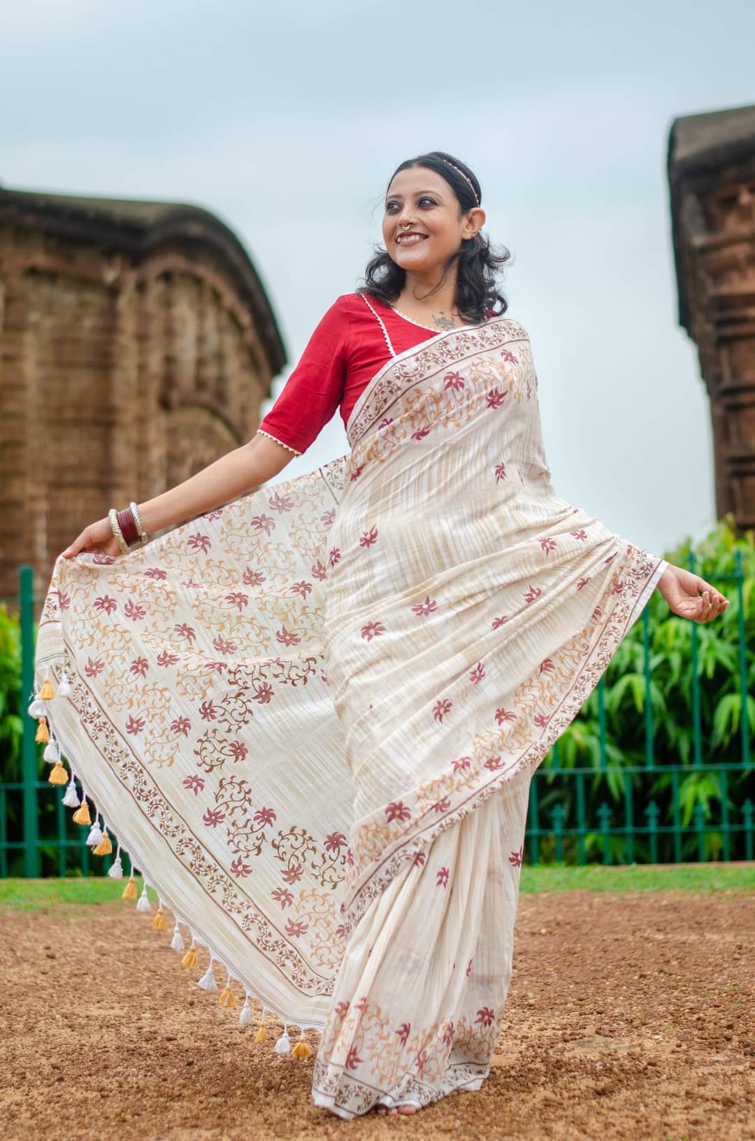 Mitti- Hand Block Printed Cotton Saree