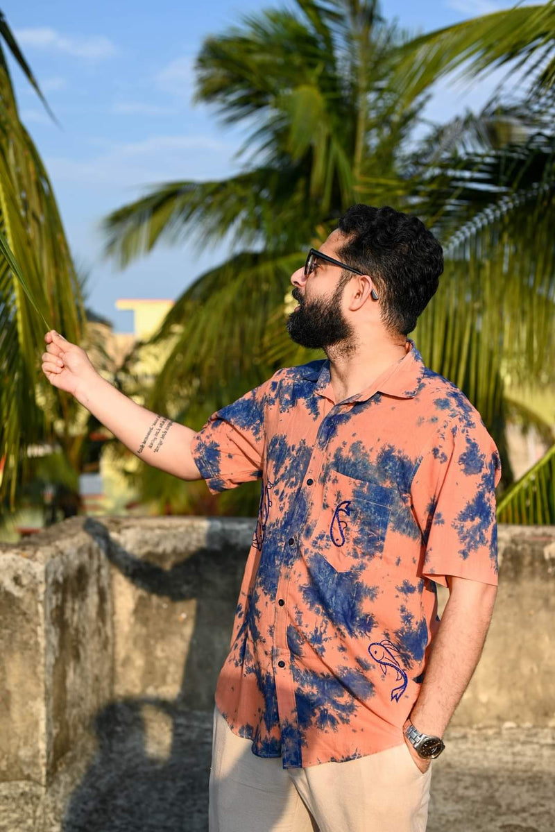 PEACH TIE DYE COTTON SHIRT