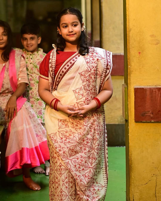 LAAL SADA KIDS SAREE