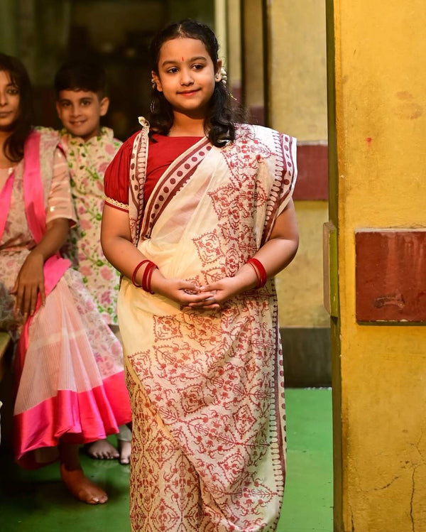 LAAL SADA KIDS SAREE