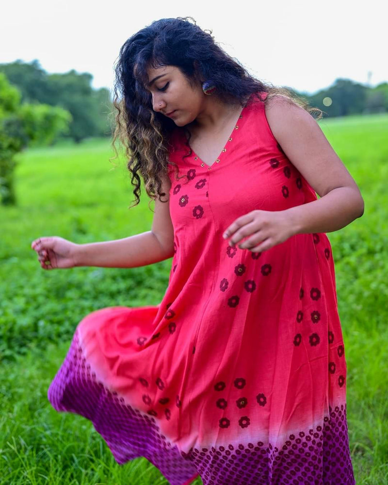 RED PURPLE FLORAL DRESS