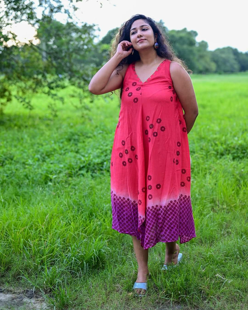 RED PURPLE FLORAL DRESS