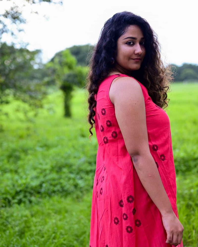 RED PURPLE FLORAL DRESS