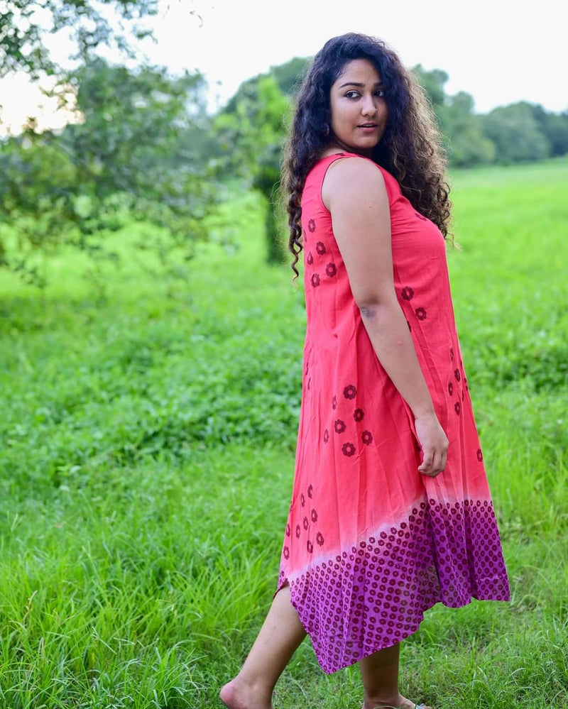 RED PURPLE FLORAL DRESS