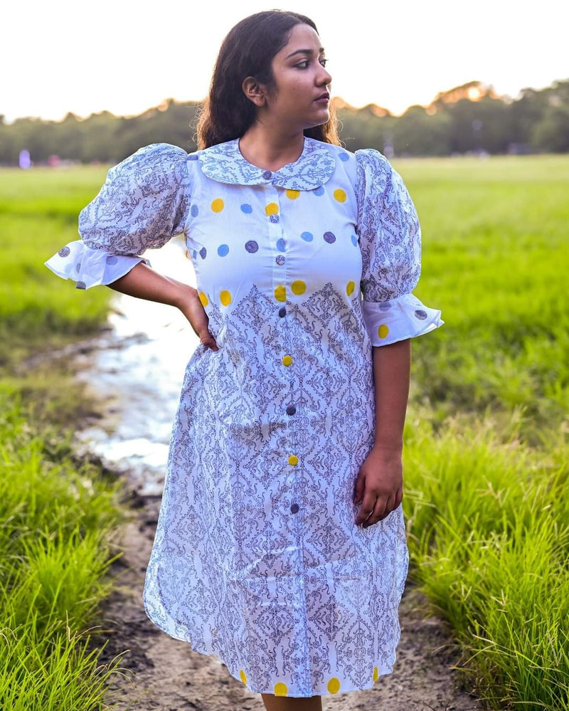 SWAN LAKE CHANDERI SHIRT DRESS