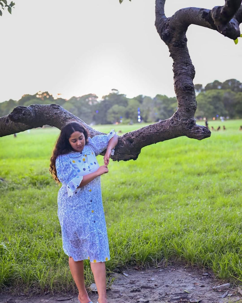 SWAN LAKE CHANDERI SHIRT DRESS