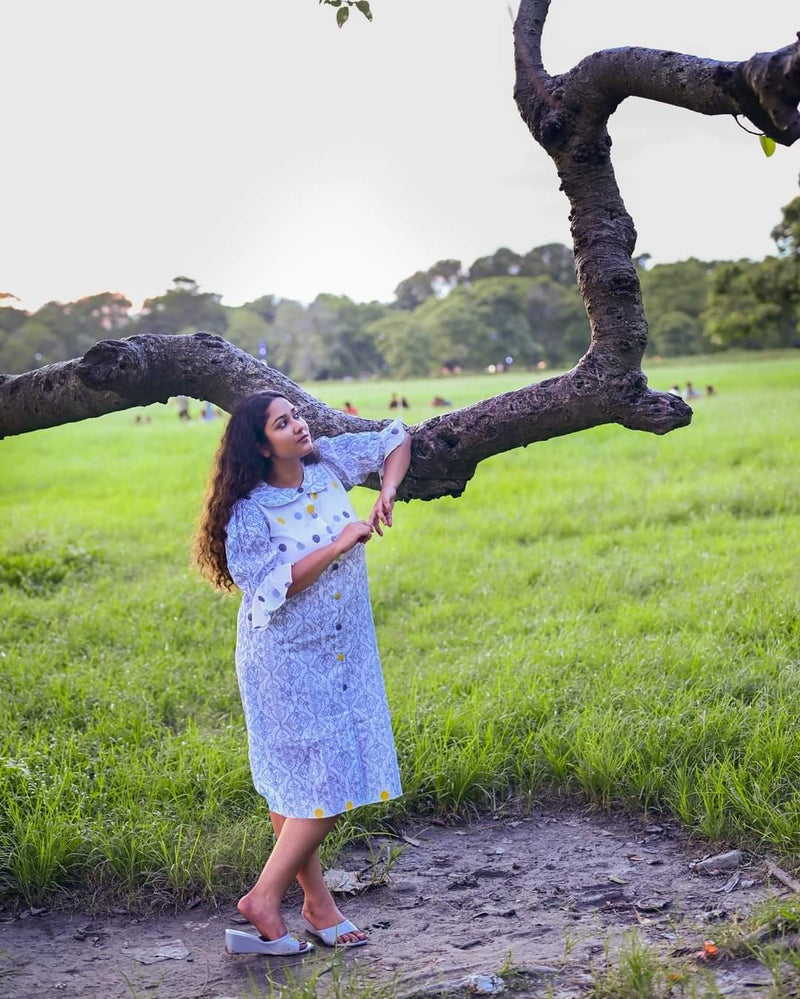 SWAN LAKE CHANDERI SHIRT DRESS