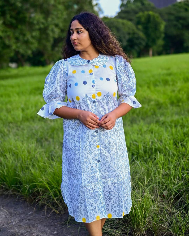 SWAN LAKE CHANDERI SHIRT DRESS