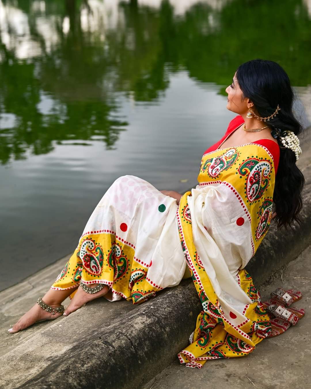 PAISLEY HAND BLOCK PRINTED PURE SILK SAREE