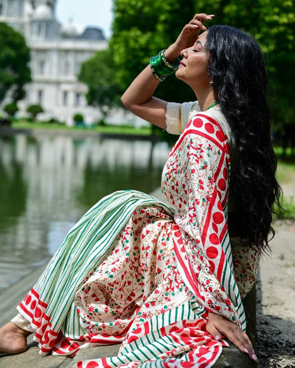 DAALIM  HAND BLOCK PRINTED PURE SILK SAREE