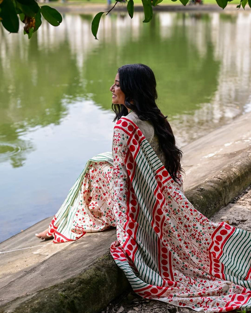 DAALIM  HAND BLOCK PRINTED PURE SILK SAREE