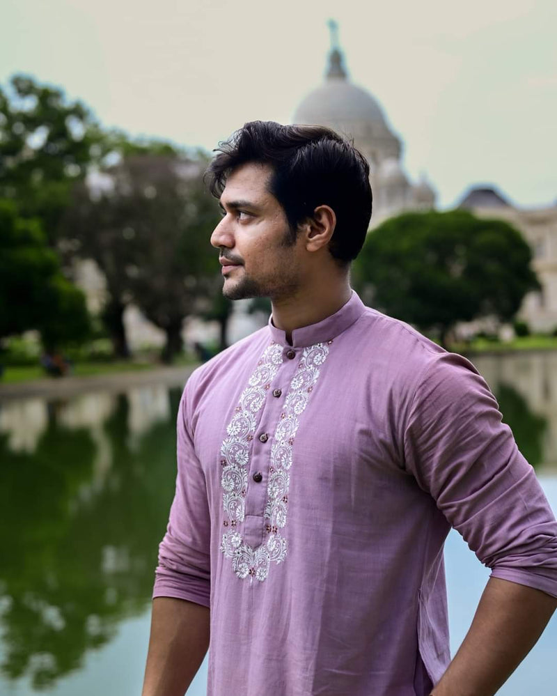 BENAROSH KOLKA EMBROIDERED MAUVE KURTA