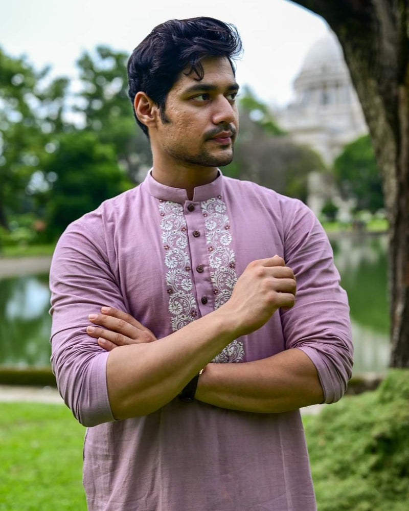 BENAROSH KOLKA EMBROIDERED MAUVE KURTA