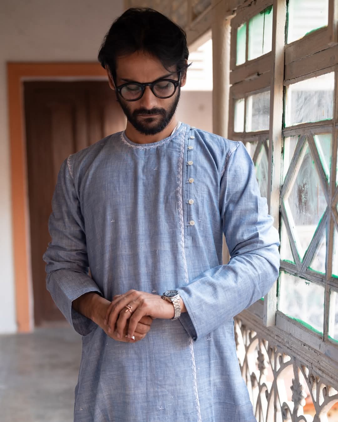 Aasmani Rag AASMANI EMBROIDERED KURTA – 1519 Textile and Craft pvt. ltd.
