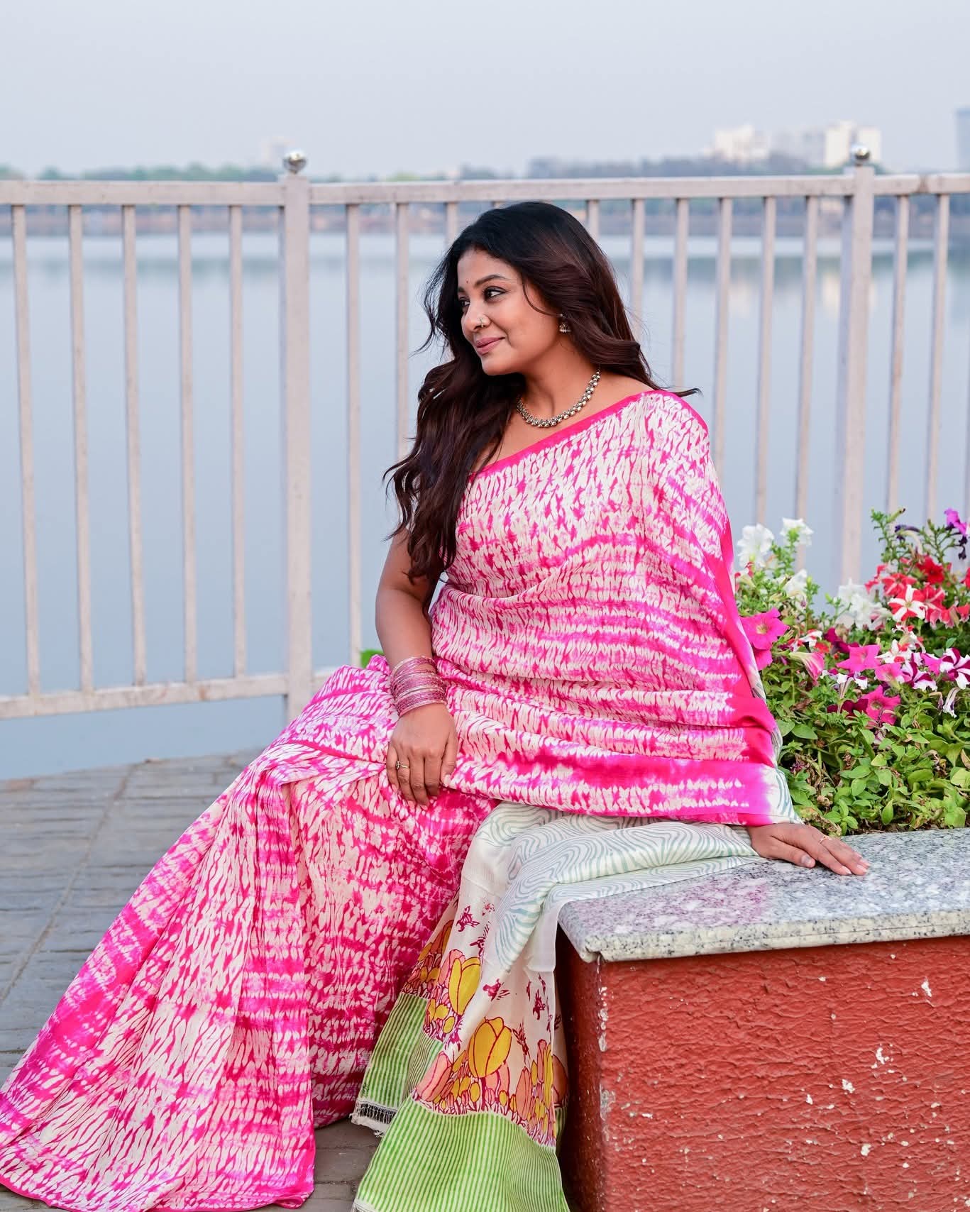 SHIBORI TULIP HAND BLOCK PRINTED PURE SILK SAREE