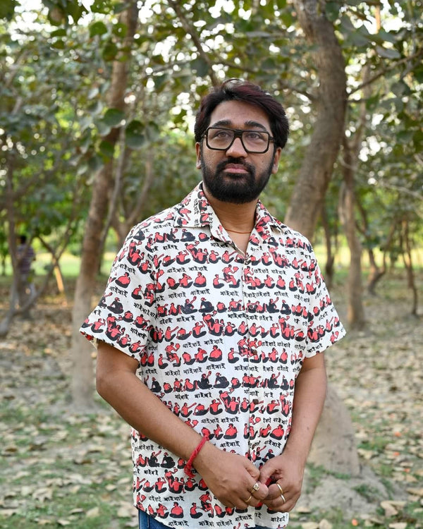 KHAI KHAI  HANDLOOM COTTON PRINTED SHIRT