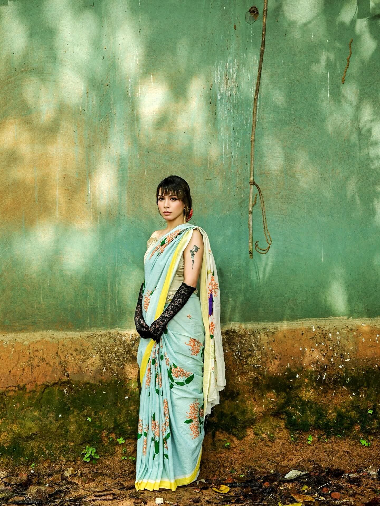 RONGON O ROBIN BLUE - HANDLOOM COTTON SAREE