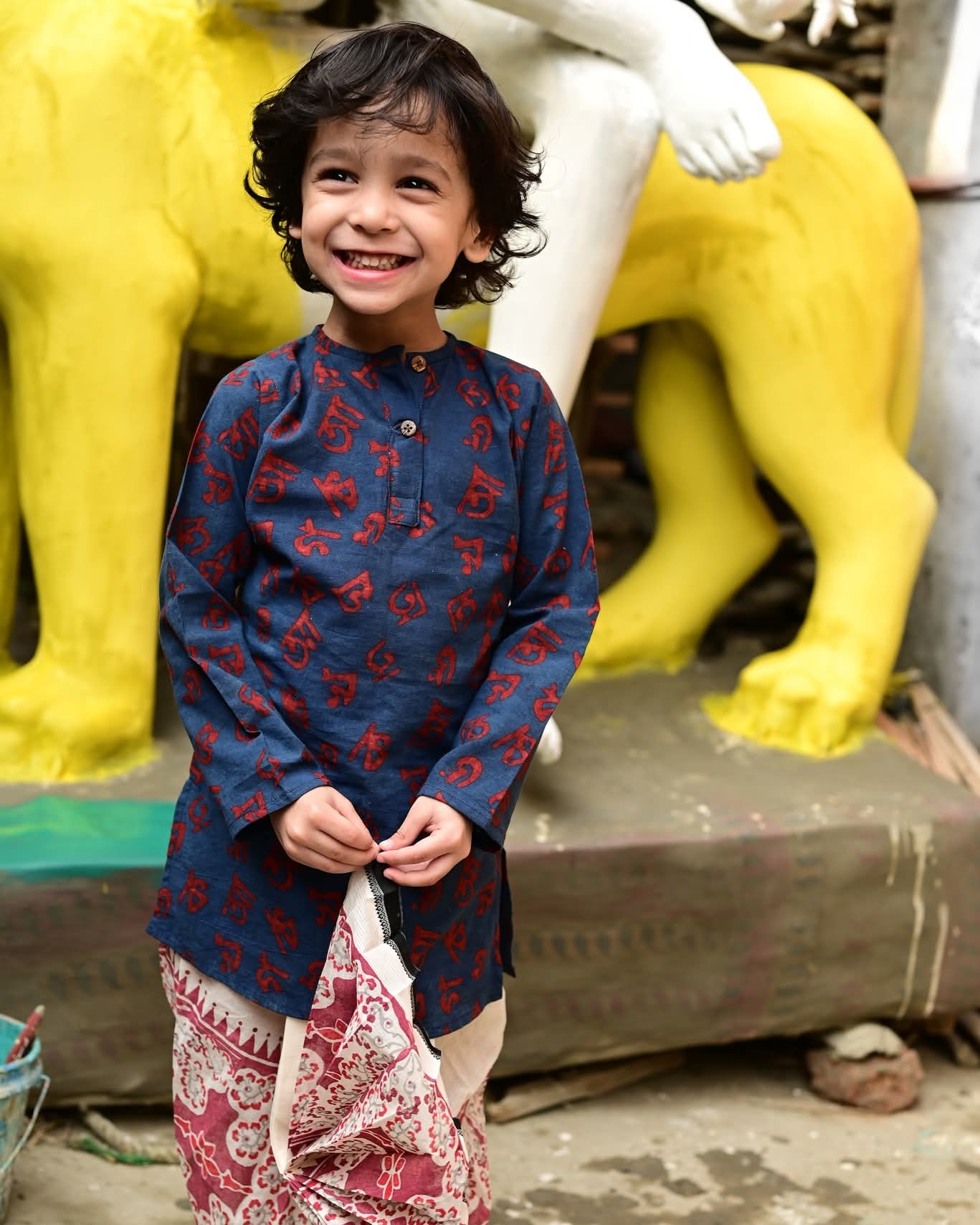 INDIGO BORNOMALA KIDS KURTA-DHUTI SET