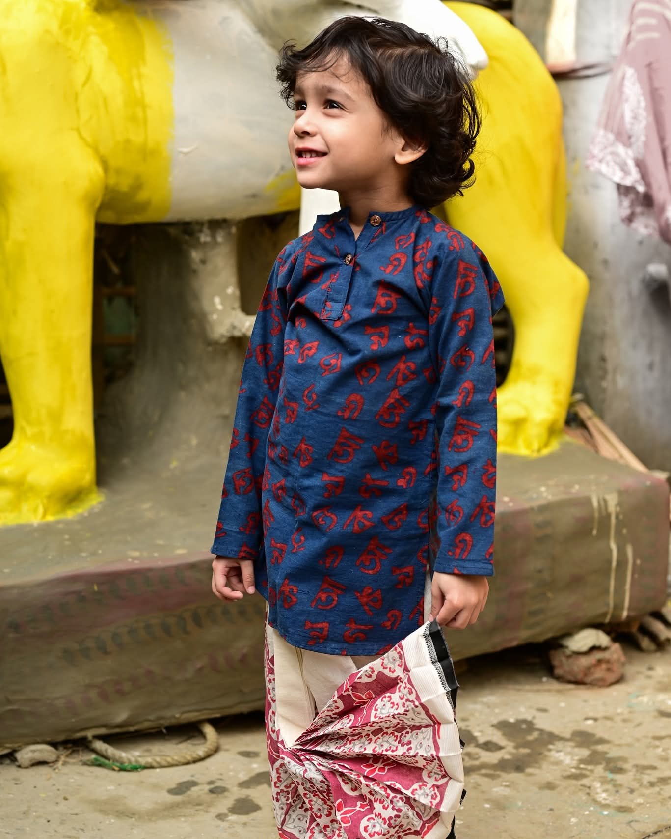INDIGO BORNOMALA KIDS KURTA-DHUTI SET