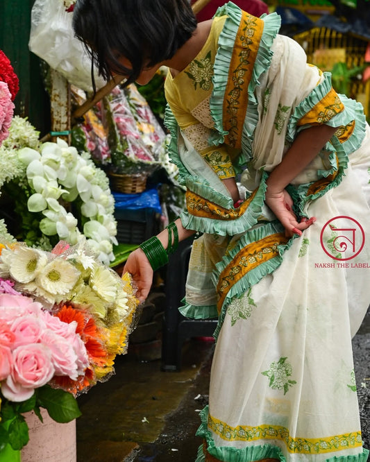 MOGRA BLOCK PRINTED KIDS SAREE