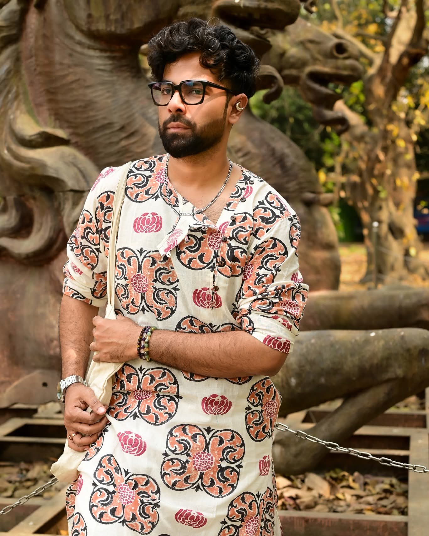 GENDA PHOOL 02  BLOCK PRINTED COTTON KURTA – HANDLOOM MEN’S KURTA