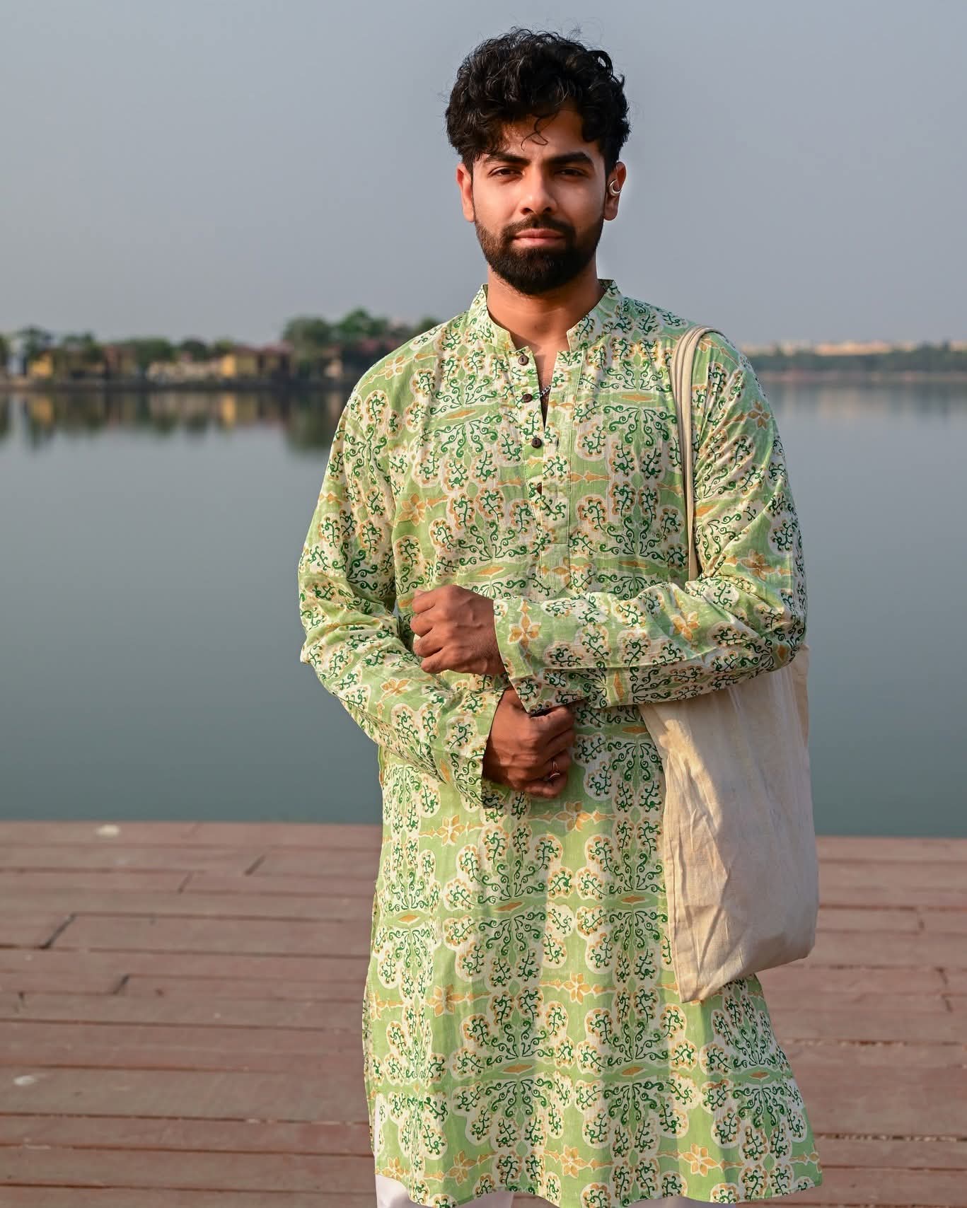 JHIRI PHOOL BLOCK PRINTED COTTON KURTA – HANDLOOM MEN’S KURTA