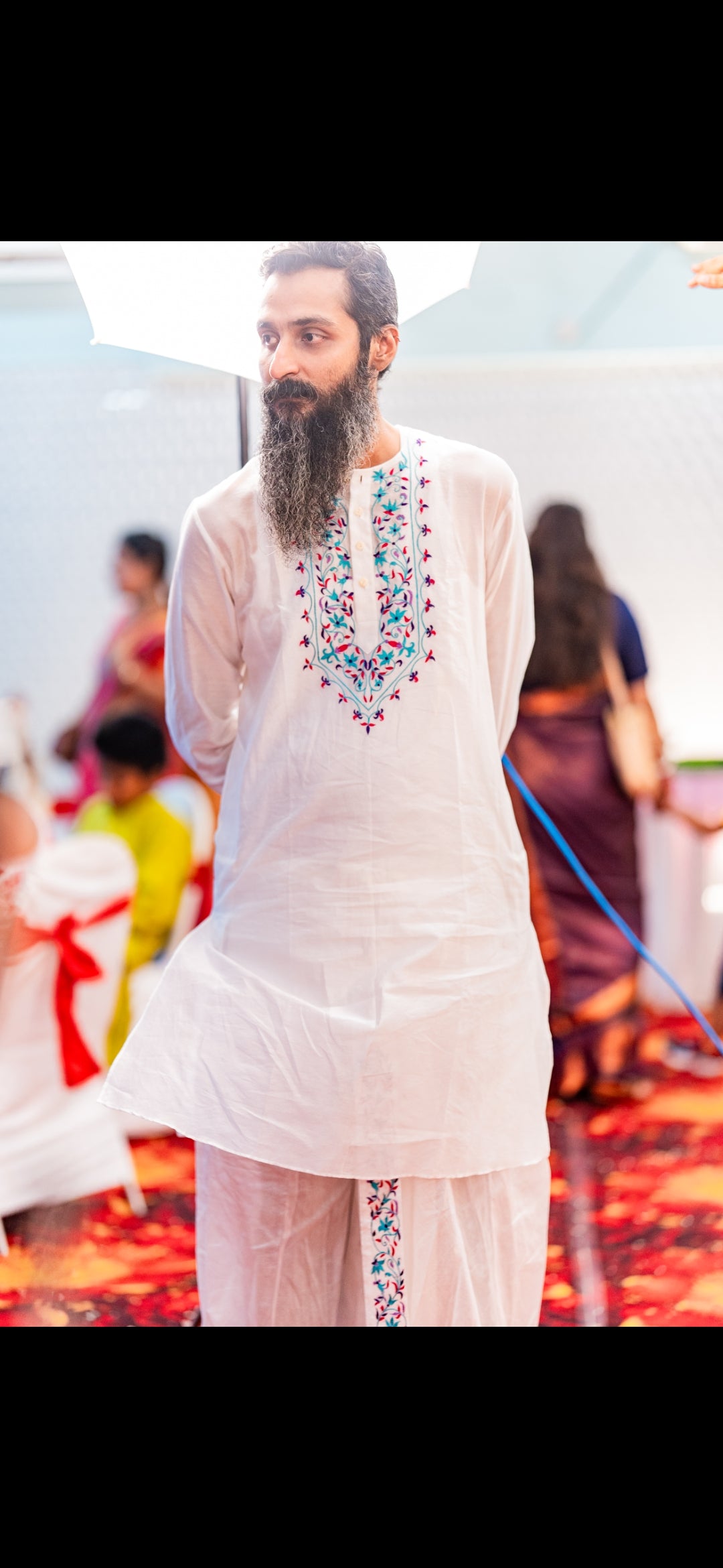 TAJ MAHAL EMBROIDERED CHANDERI KURTA