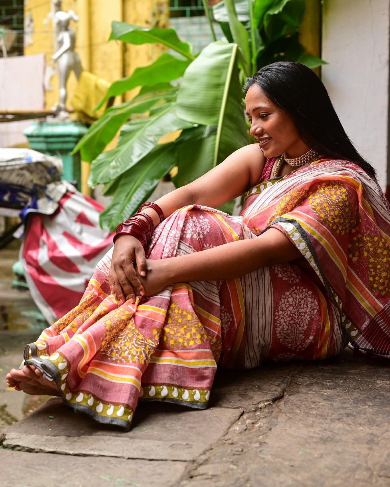 SADA MAROON AMRAPALI HAND BLOCK PRINTED COTTON SAREE
