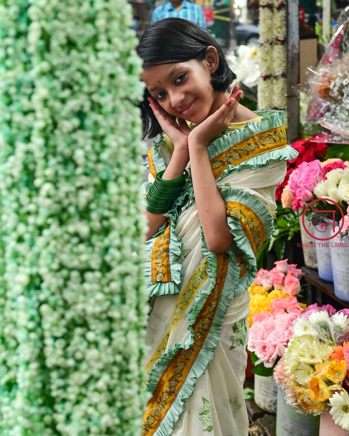 MOGRA BLOCK PRINTED KIDS SAREE