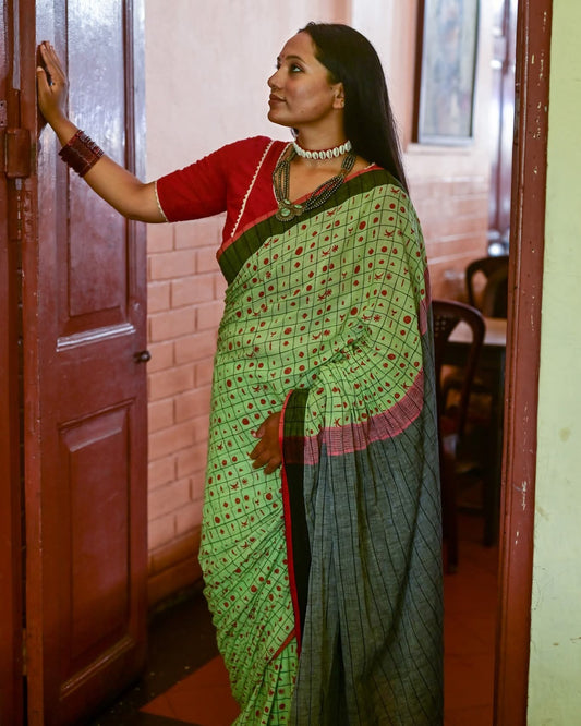 BINDIS OF INDIA 004 - HAND BLOCK PRINTED SAREE