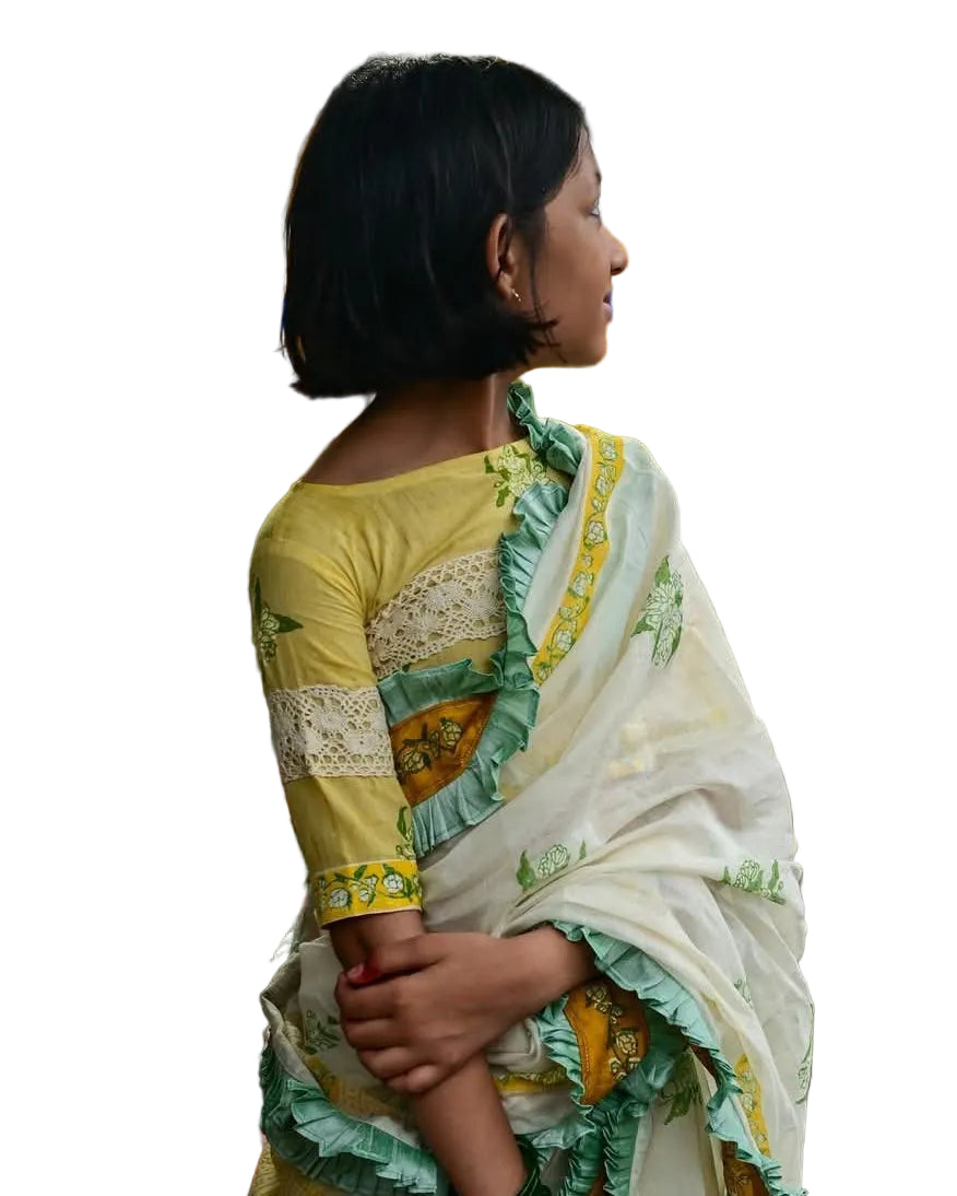 YELLOW MOGRA KIDS BLOUSE