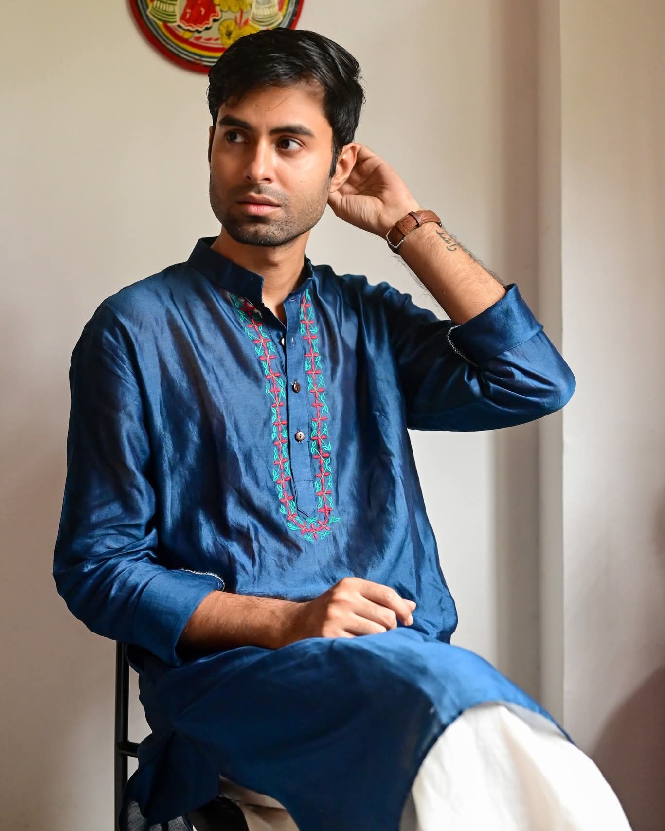 RONGON PHOOL EMBROIDERED CHANDERI KURTA