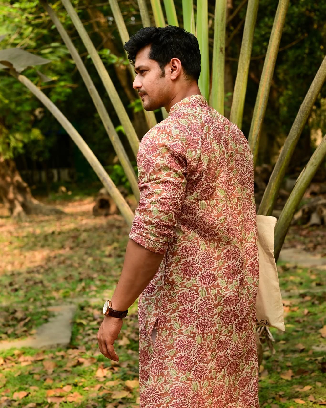 DAHLIA  BLOCK PRINTED COTTON KURTA – HANDLOOM MEN’S KURTA