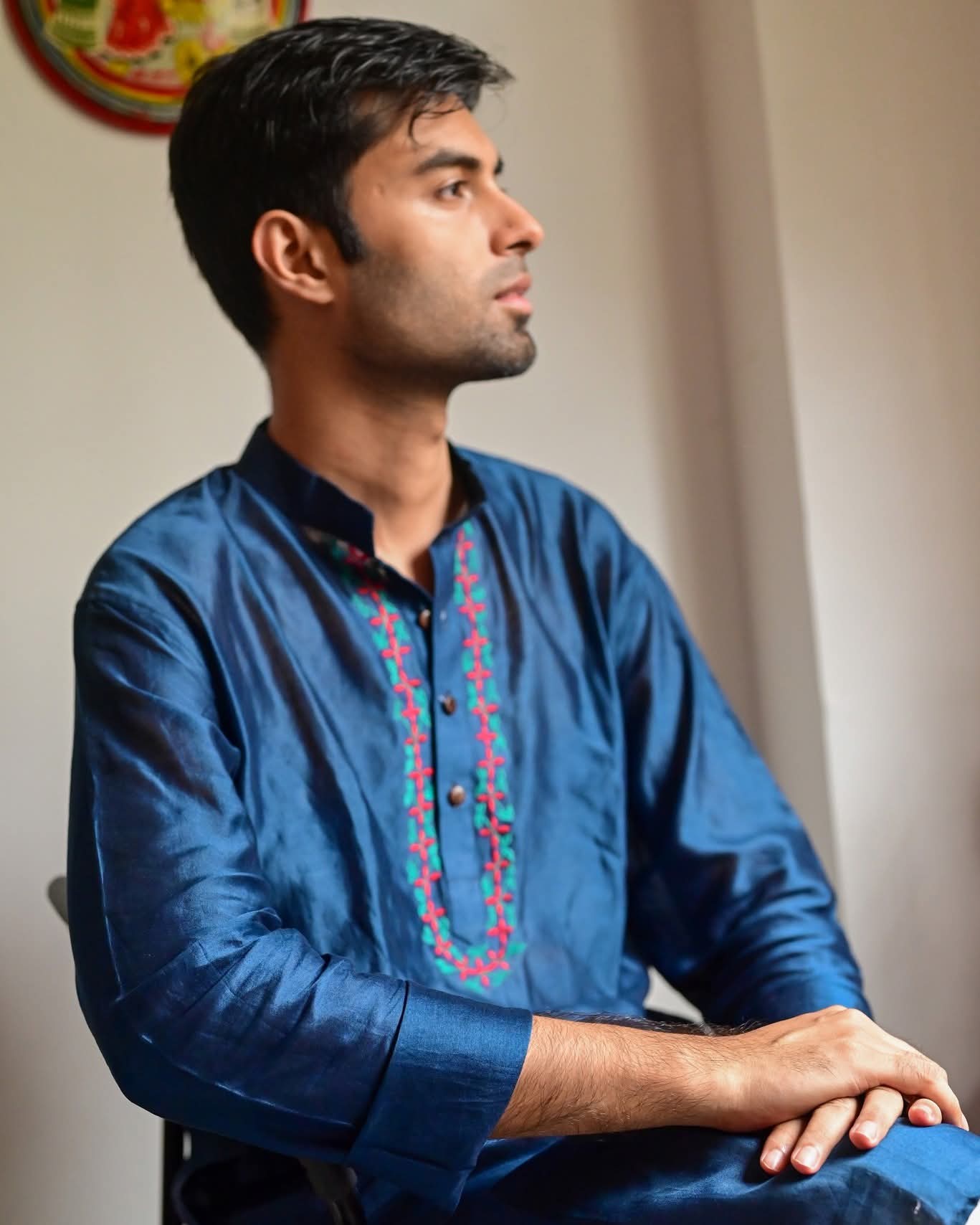 RONGON PHOOL EMBROIDERED CHANDERI KURTA