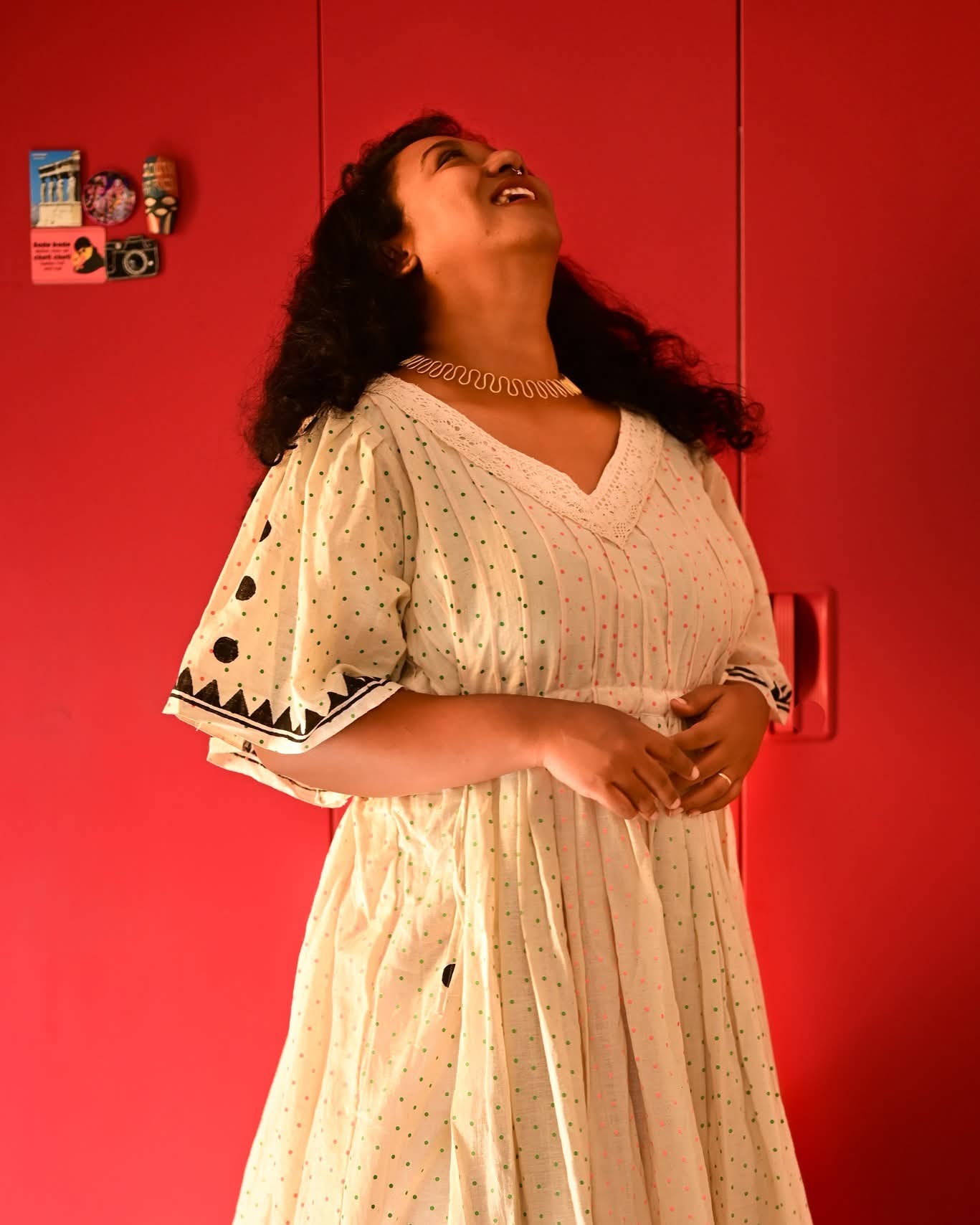 Khadi Dress with Polka Print