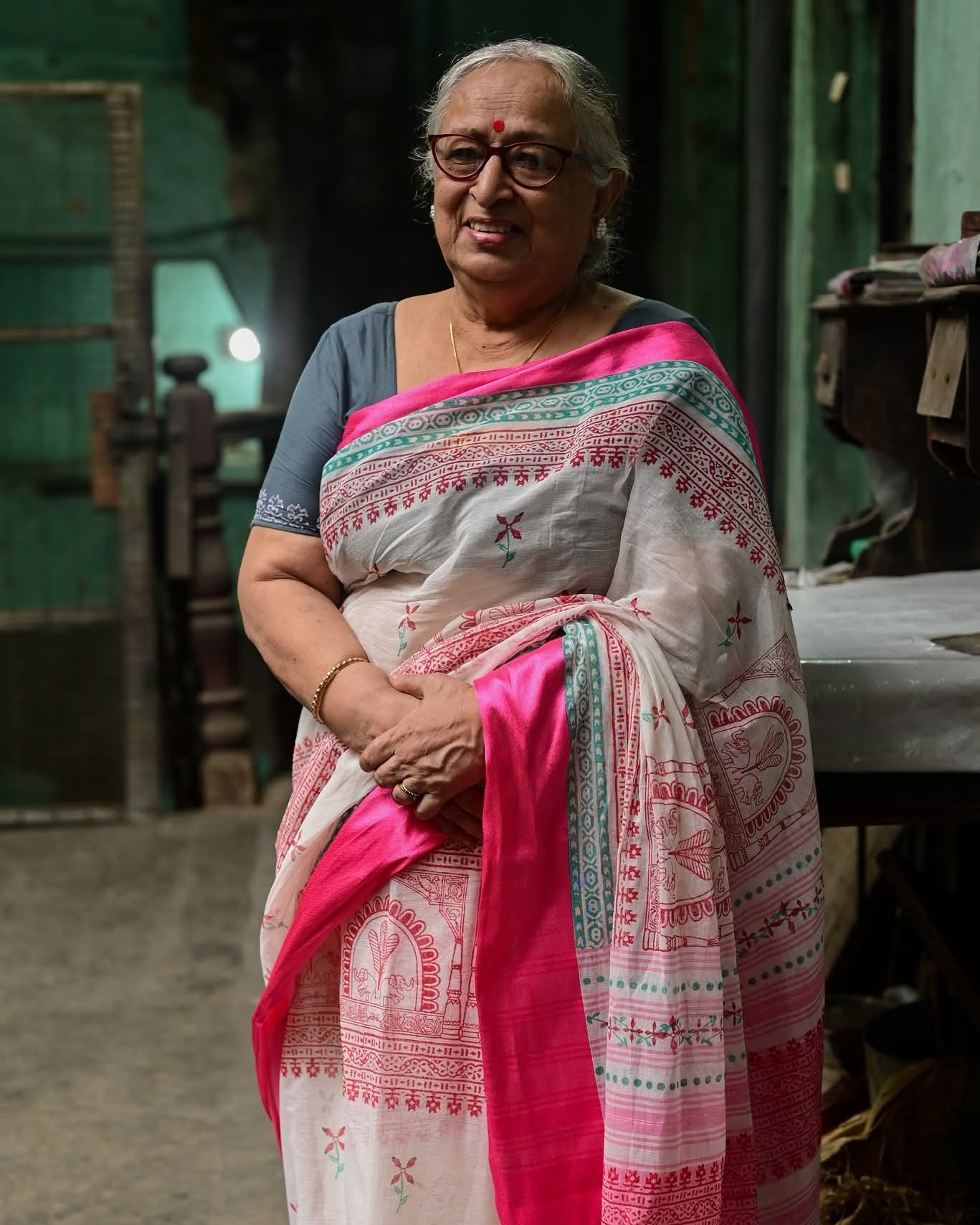 DURGADALAN HAND BLOCK PRINTED DHONEKHALI COTTON SAREE