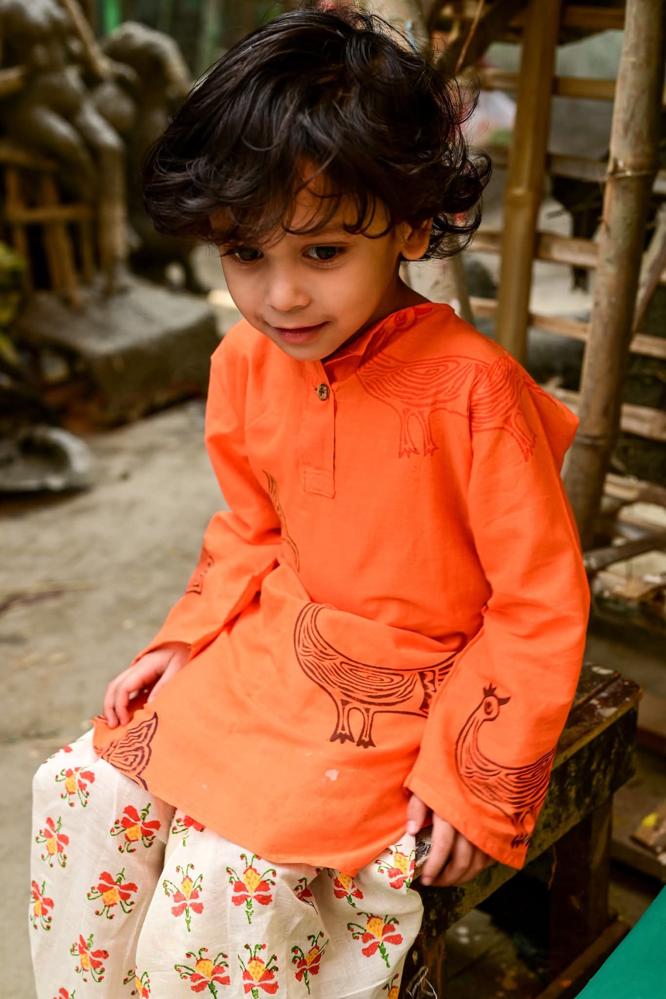 OCHIN PAKHI KIDS KURTA-KRISHNOCHURA DHUTI SET